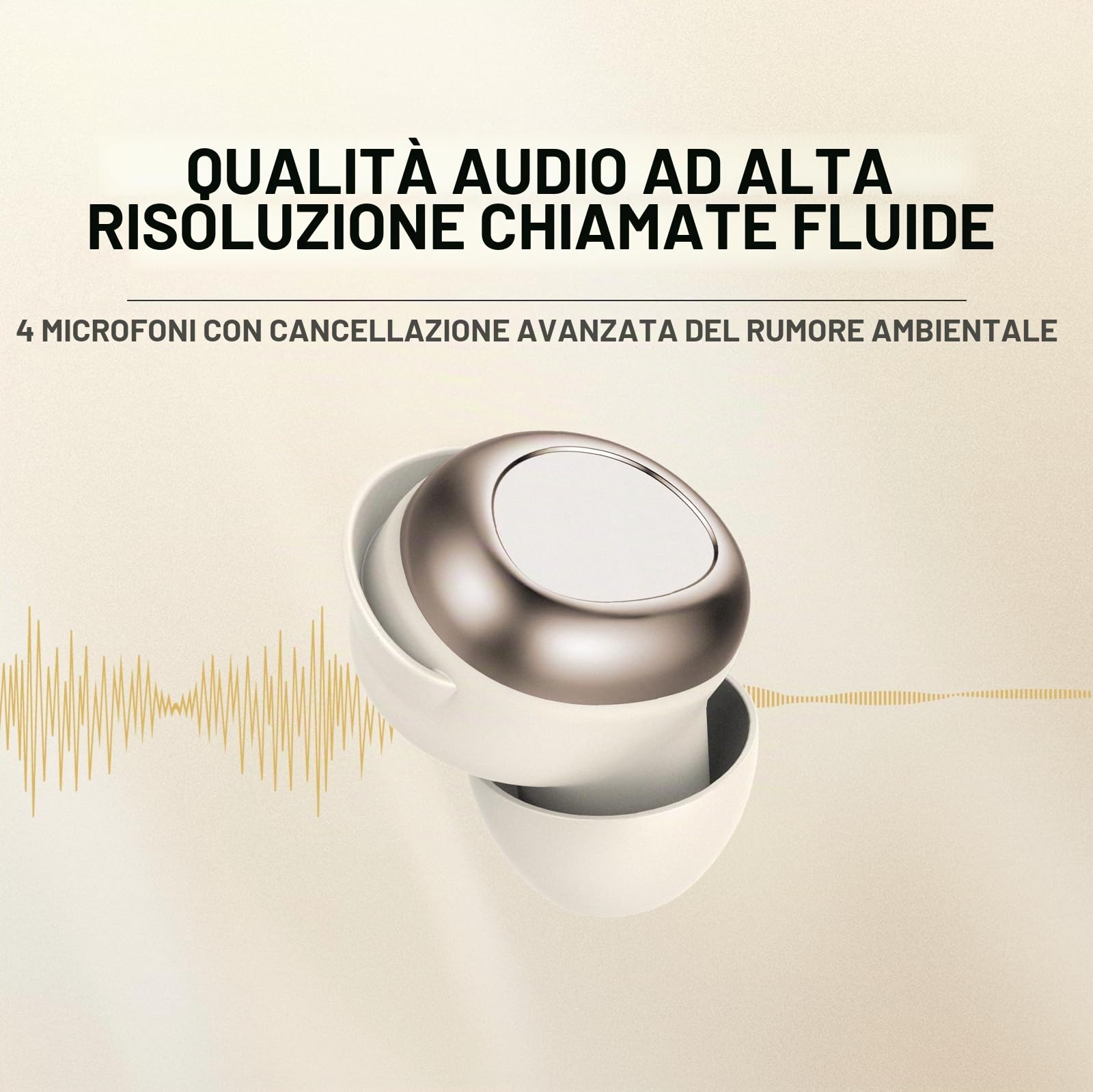 Doubc Mini cuffie per dormire, Bluetooth 5.4, in-ear, senza fili, con 25 ore di autonomia, morbide, suono delicato, comode da indossare, senza sensazione di pressione, beige