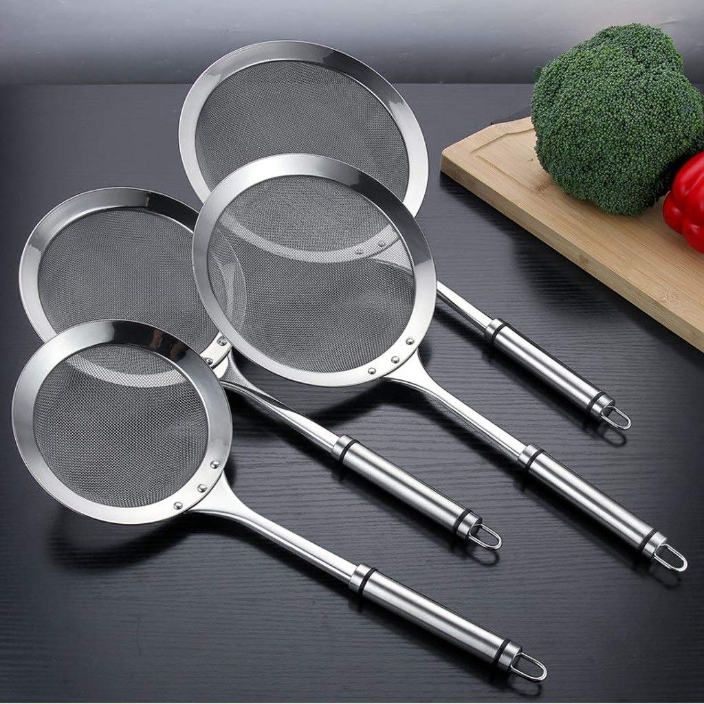 Espumadera Colador Acero inoxidable de malla fina Colador con mango Tamices Tamiz Harina Pasta Colador Colador Herramientas de cocina práctica Coladores de Cocina (Size : M)