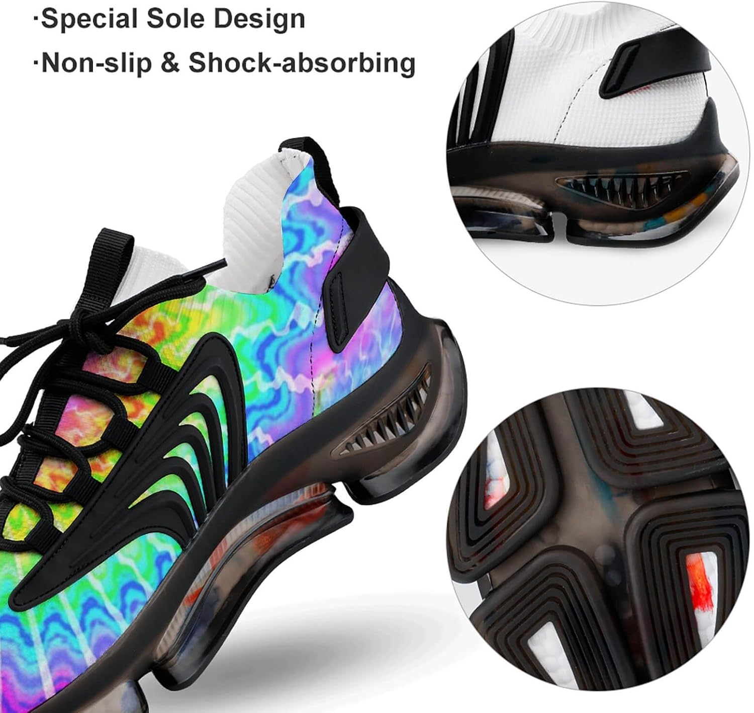 Tie Dye Rainbow Colourful Lightweight Women's Sneakers Running Tennis Shoes Walking Sportswear Gym Travel for Men