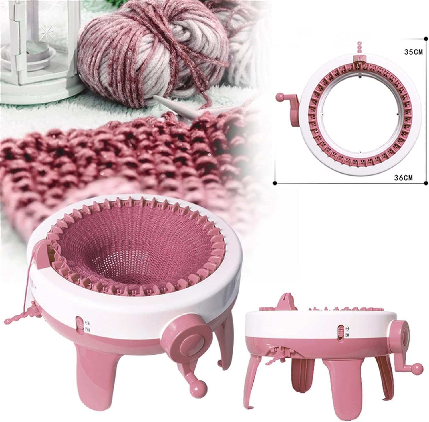 Iordan Strickmaschine, 40 Nadeln Smart Weaving Round Strickmaschinen, Strickbrett rotierende Doppelstrickmaschine Maschinenset für Erwachsene/Kinder DIY Stricken Schal Mütze Socken