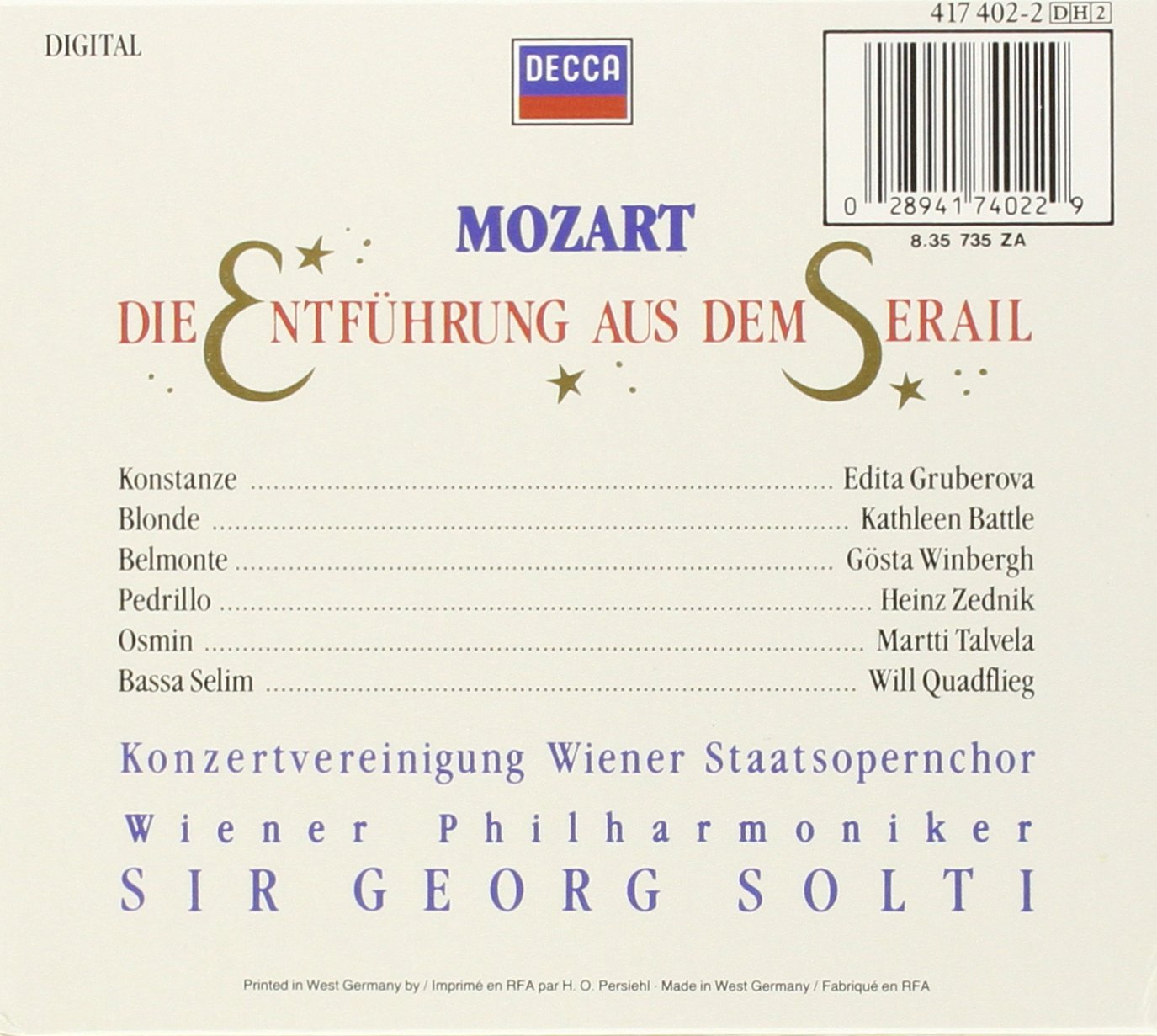 Mozart: Die Entfuhrung Aus Den Serail