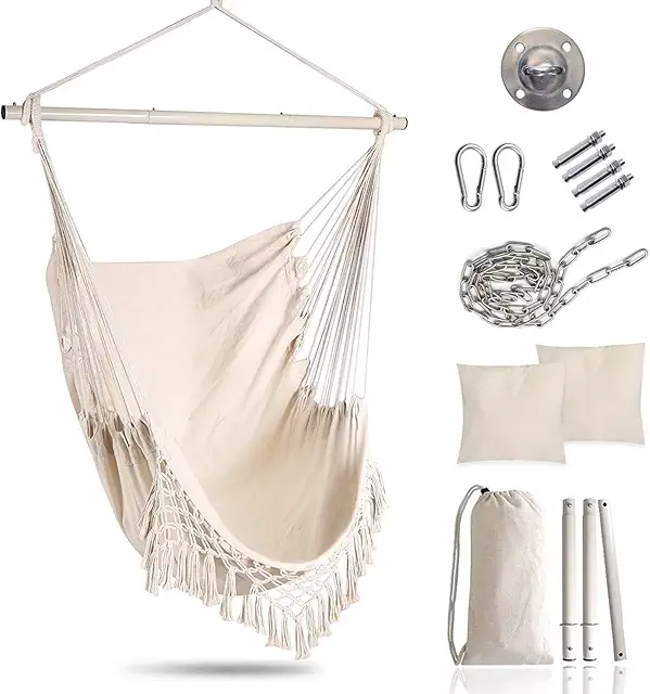 Mingfuxin Portable Hammock Swing Chair with Cushions for Indoor & Outdoor Use