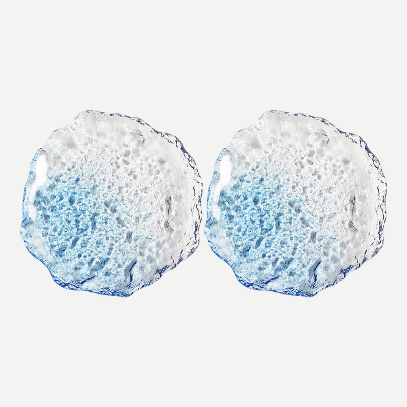 Boxonly Lead-Free Crystal Glass Irregular Plate Coasters, Gradient Blue Design, 14.5cm Thickened and Durable for Surface Protection, Ideal for Home, Office Use, Japanese-Inspired Style