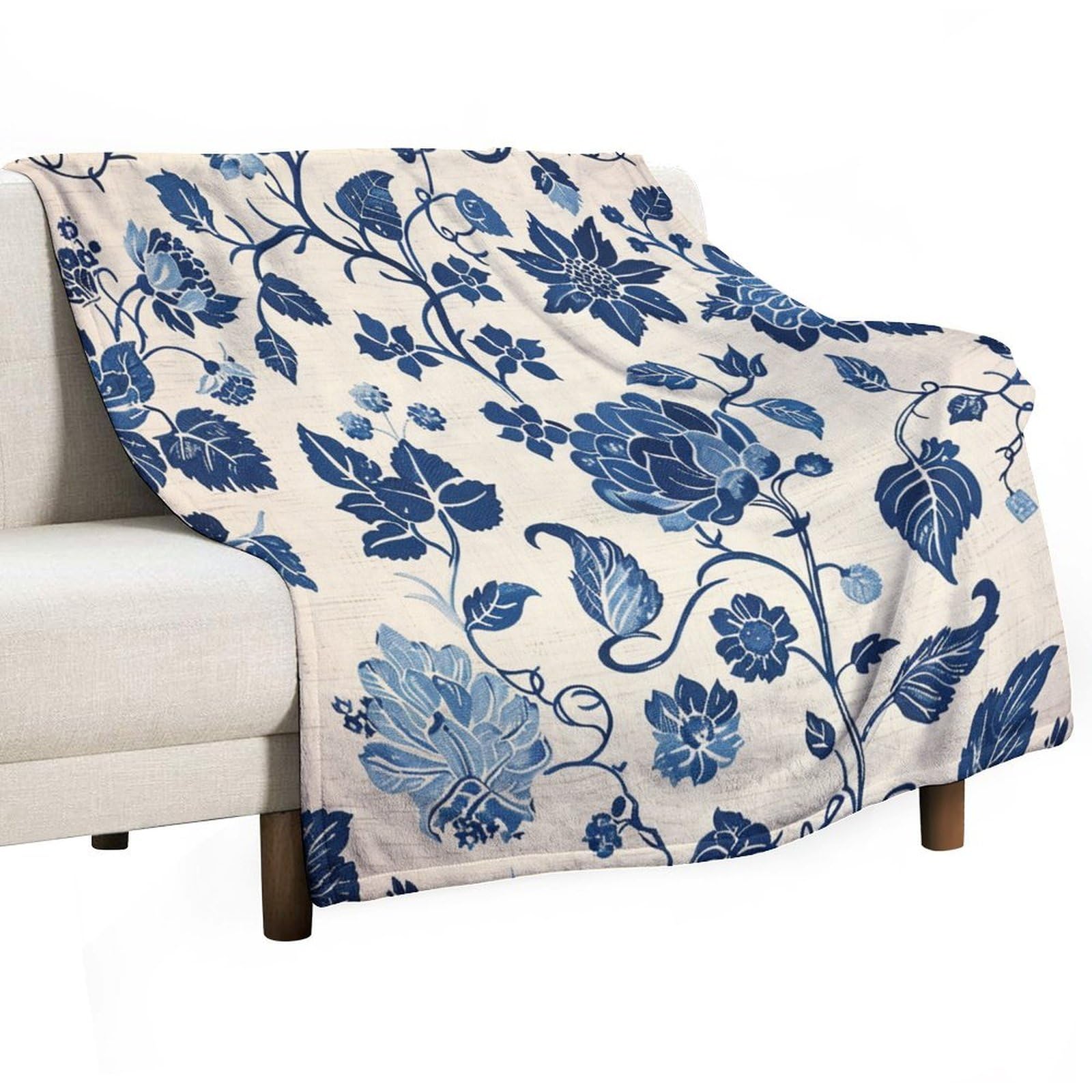 Amazon.com: Blanket Navy Blue China Pattern Antique Floral Throw