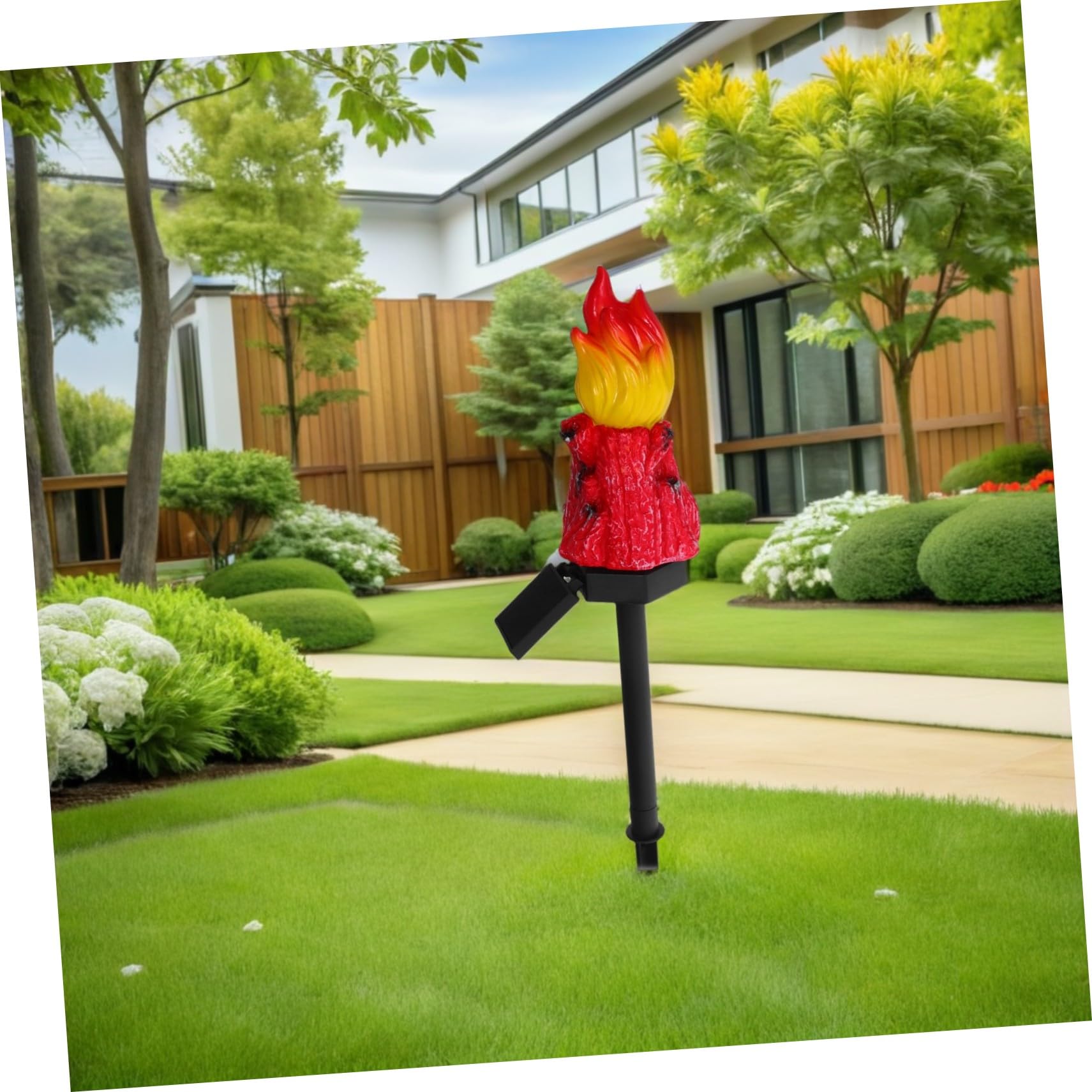 Toddmomy Torcia Solare Esterna in Resina Luce Led Forma Di Fiamma Decorazione Paesaggistica Per Giardino Patio Vialetto e Illuminazione Esterna