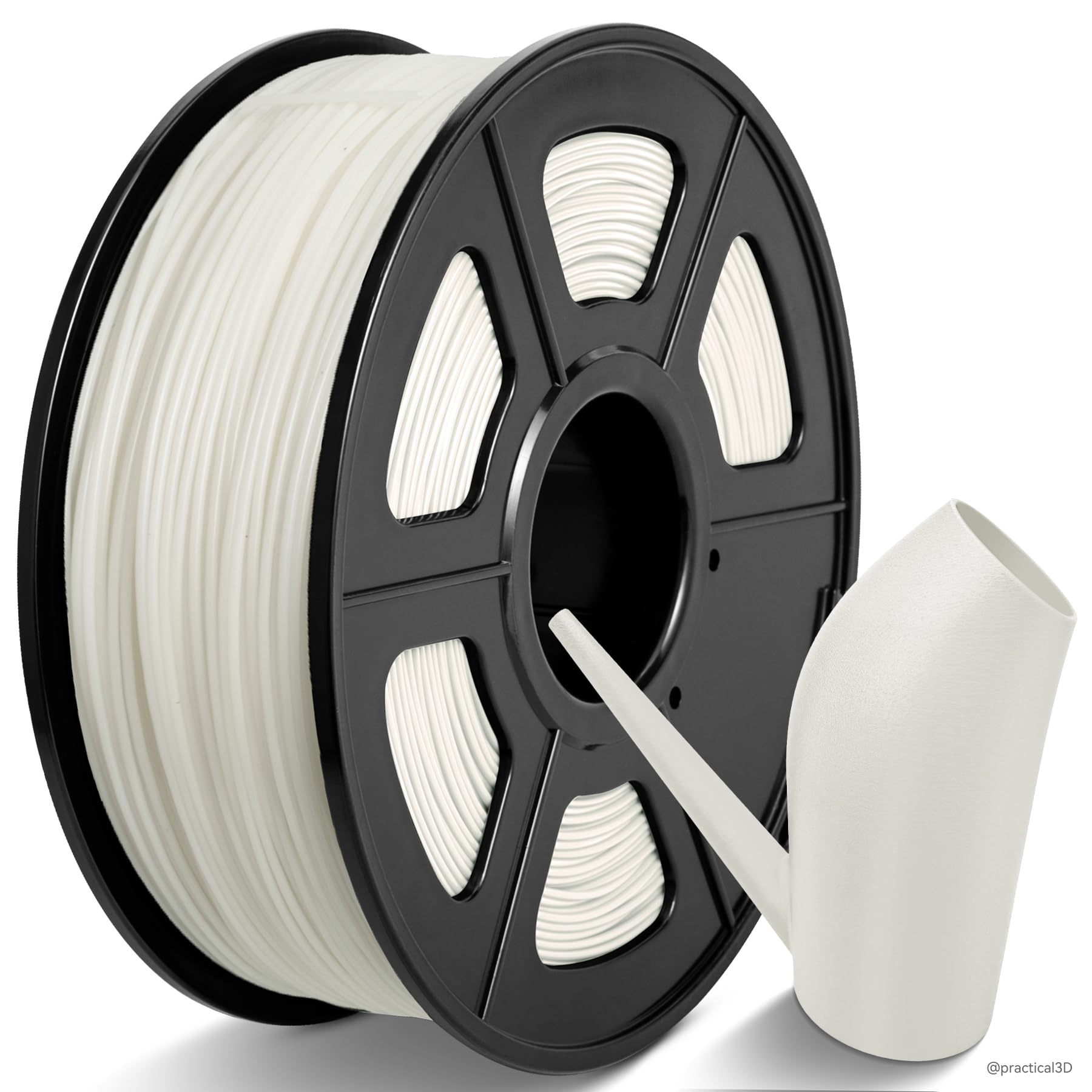 TECBEARS Filament ABS 1,75 mm, 1 kg, biały, wysoka wytrzymałość i wstrząsy, odporny na wysoką temperaturę, filament do drukarki 3D, dokładność wymiarowa +/-0,03 mm, szpula 1kg (2,2 funta)