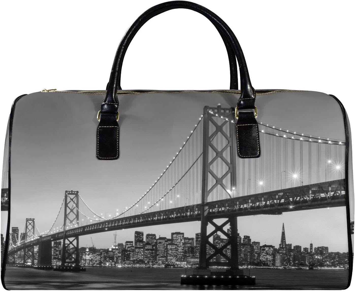 InterestPrint® Generic Bridge Travel Bag, Pattern Printed Leather, Water Resistant, with Detachable Shoulder Strap, 20.8" x 11.8" x 9.5
