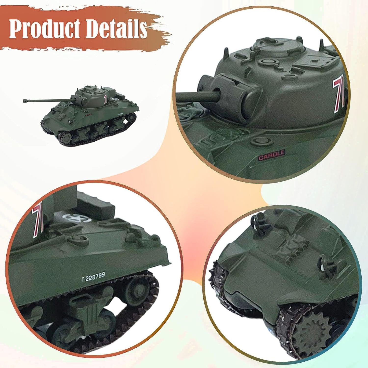 kowaku 1/72 Scale Tank Model Collectible Gift Tabletop Decor Scene Model,Simulation Full Interior Structure,Vehicle Miniature Tank, 12010LH