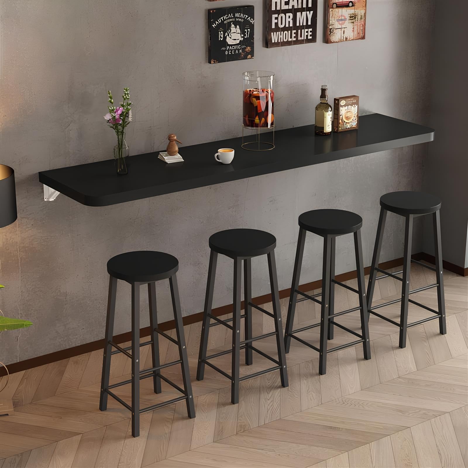 Table pliante flottante buanderie noire pour un repassage fluide