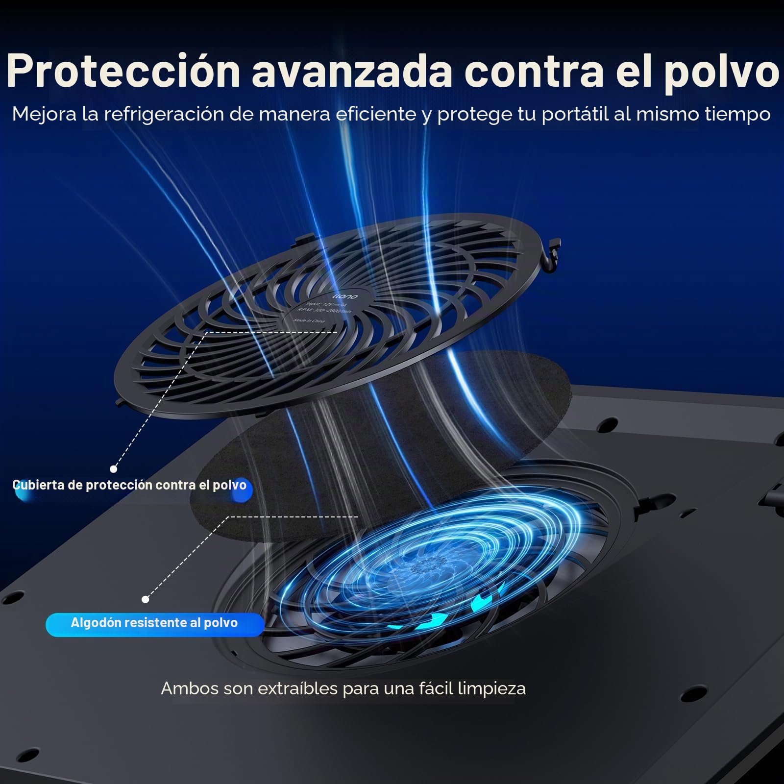 llano 2024 Versión actualizada Nuevo Enfriador para portátil para Juegos básico Negro Gris (Sin RGB)
