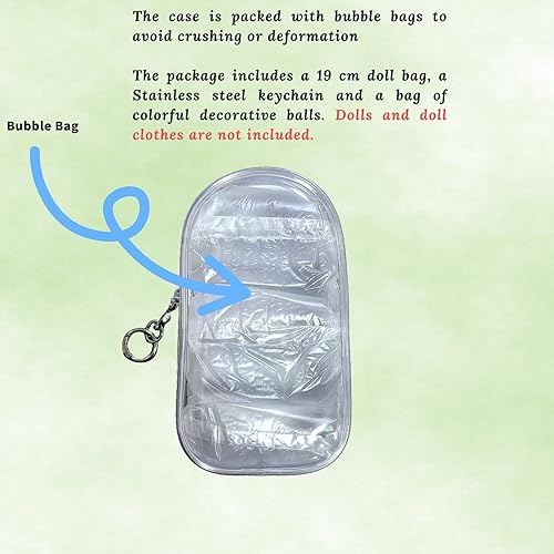 Vista 8 de Funda protectora para Labubu con llavero, bolsa de transporte compatible con muñecas de felpa de 5.9 in, caja de almacenamiento de viaje