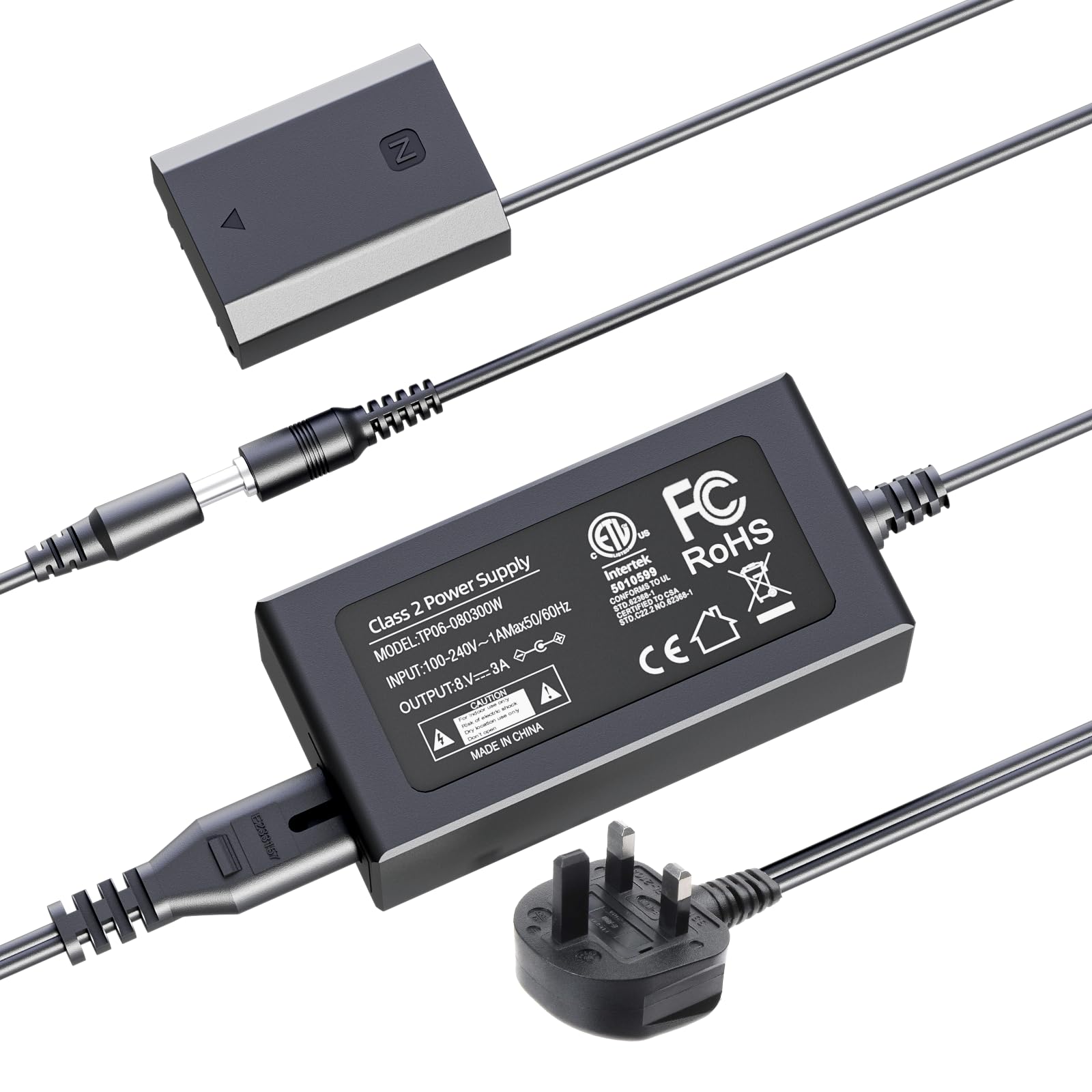 NP-FZ100 AC Power Supply Adapter Replacement BC-QZ1 Battery Charger kit for Sony Alpha A6600, FX3, a7C, A1, A7 III, A7 IV, A7R III, A7R IV, A7S III, A9, A9 II, A9R, A9S Cameras.