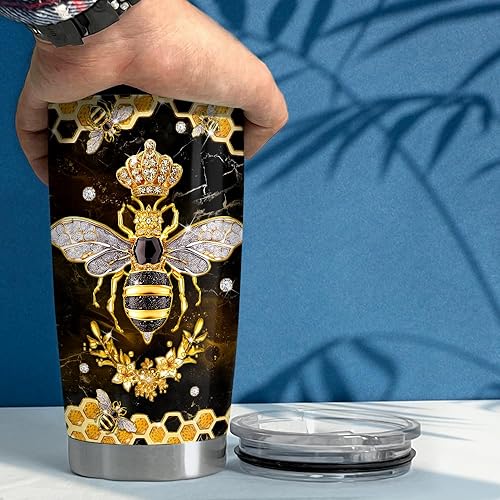 Miniatura 5 de SANDJEST Vaso aislado de acero inoxidable de 20 onzas, taza de viaje, taza de viaje, joyería de dibujo, regalos de abeja para mujeres, niñas,