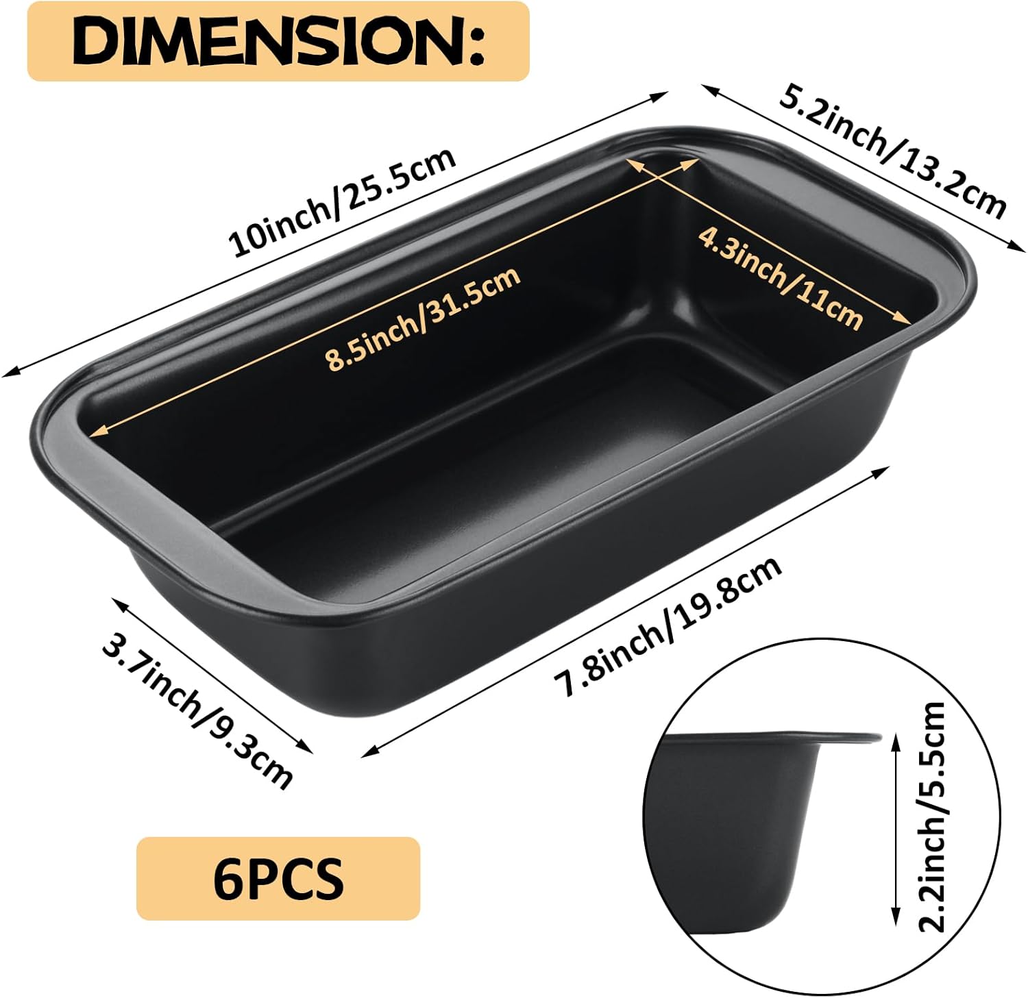 6 Pack Nonstick Loaf Pans 8.5 x 4.5 Inch Banana Bread Pans for Homemade Bread Loaf Pan for Baking Bread Tin Metal Sourdough Bread Baking Pan Sandwich Loaf Bread Pans Meatloaf Pan for Cake - Image 2