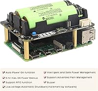 Vista 7 de Geekworm Raspberry Pi 4 UPS con adaptador de corriente, X728 (máximo 5.1V 6A) UPS y placa de administración de energía + adaptador de corriente tipo