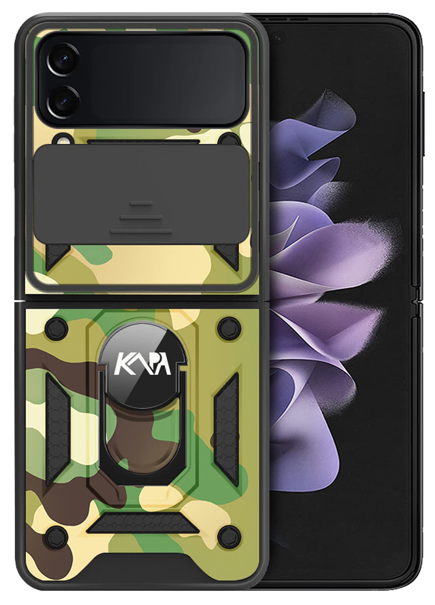 Kapa Tank Back Cover for Samsung Galaxy Z Flip 3 (5G), Inbuilt Ring + Slider Shockproof Lens Protection Case (Green) (B09RH41FDP) Amazon Price History, Amazon Price Tracker