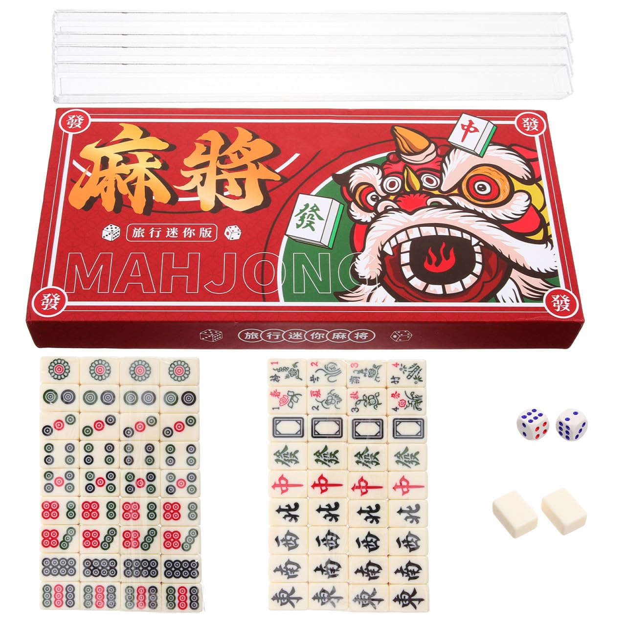 PartyKindom Tragbares Mahjong Satz 1 Satz, Weiß, Melamin und PVC