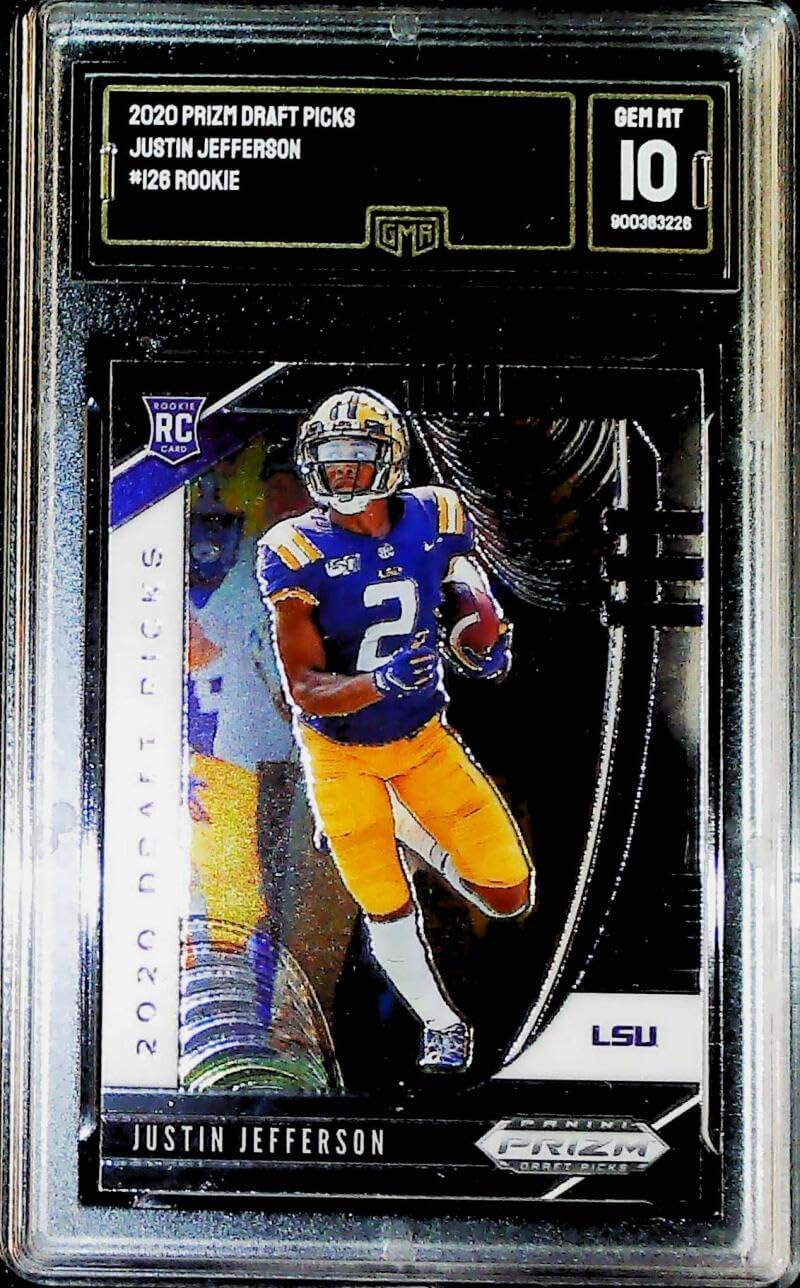 2020 Panini Prizm Draft Football #126 Justin Jefferson RC LSU Tigers GMA 10 GEM MINT Official NFL Trading Card by Panini America (Serial Number May Vary)