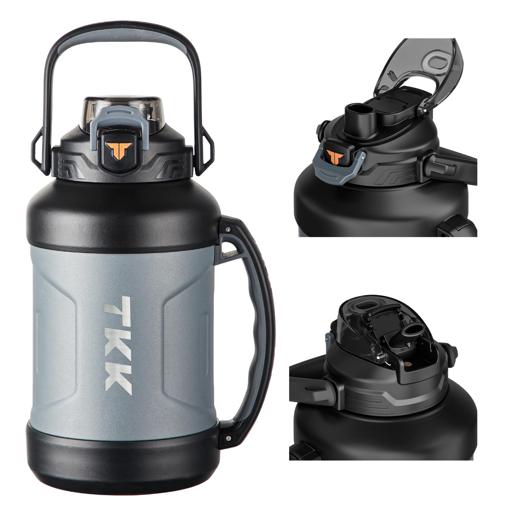 TKK55oz Large Insulated Water Bottles with Straw Half Gallon Stainless Steel Metal Thermos Vacuum Bottle for Hot Drinks Outdoor Travel Camping Coffee Liquids Hot And Cold For Up To 24 Hours