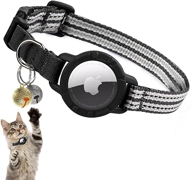 AirTag Cat Collar Reflective Kitten CollarsBlack, S