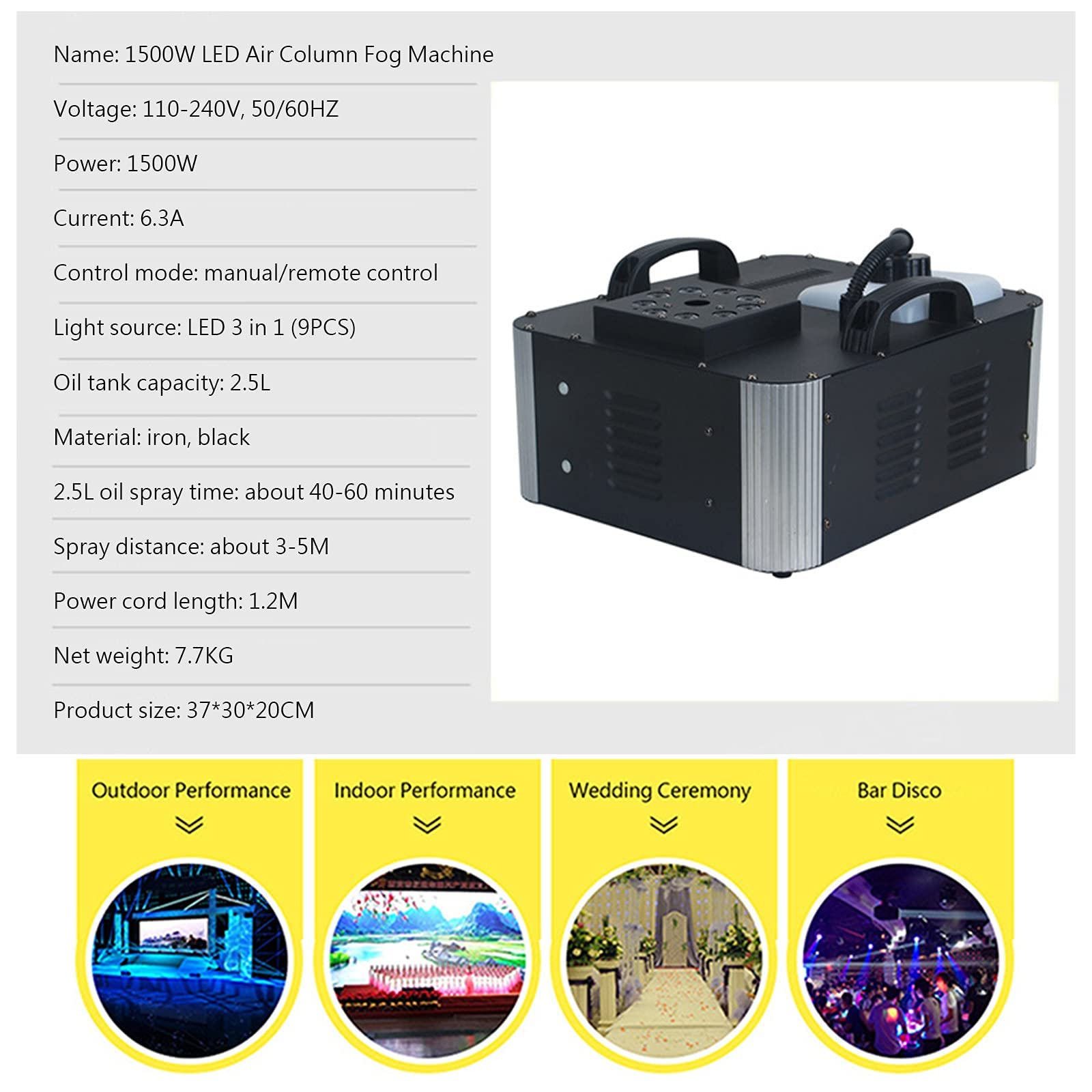 Máquinas de niebla de humo, máquina de niebla de discoteca portátil con luces LED para fiesta en casa, mini máquina de niebla con control remoto inalámbrico para fiesta, boda, escenario, efecto, festi