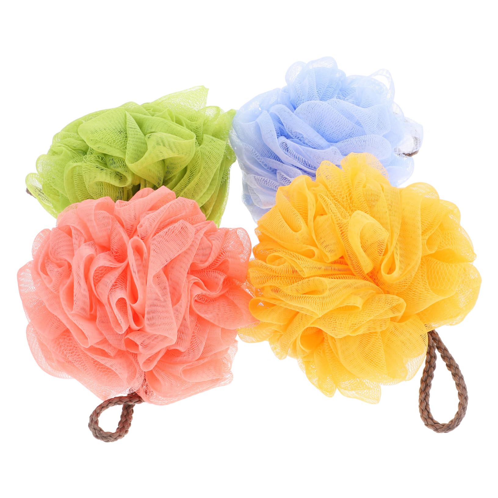 WOFASHPURET 4Pcs Bath Flowers Shower Balls for Deep Cleansing Easy for Home and Travel Gentle Exfoliating Bath Scrubbers for Men and Women