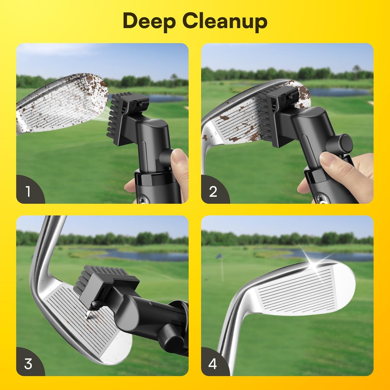 Pro Golf Club Cleaner: 4oz Water Bottle with Groove Cleaner, Heavy-Duty Retainer Clip, Large Nylon Bristles for Deep Clean, Ergonomic Button Design, Essential Golf Accessories & Gifts for Men - Image 5