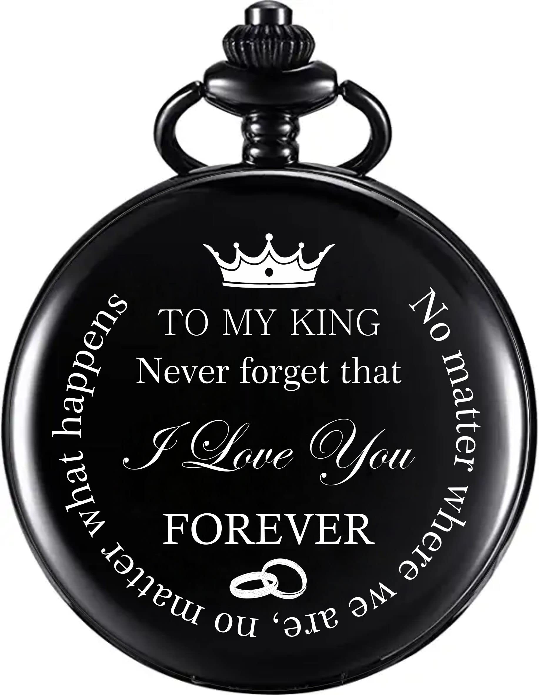 Royal Black Pocket Watch Unique Memorable Gift for Husband, Wife & Loved Ones Car Bike Home Key Chain & Key Rings for Valentines Day Gifting