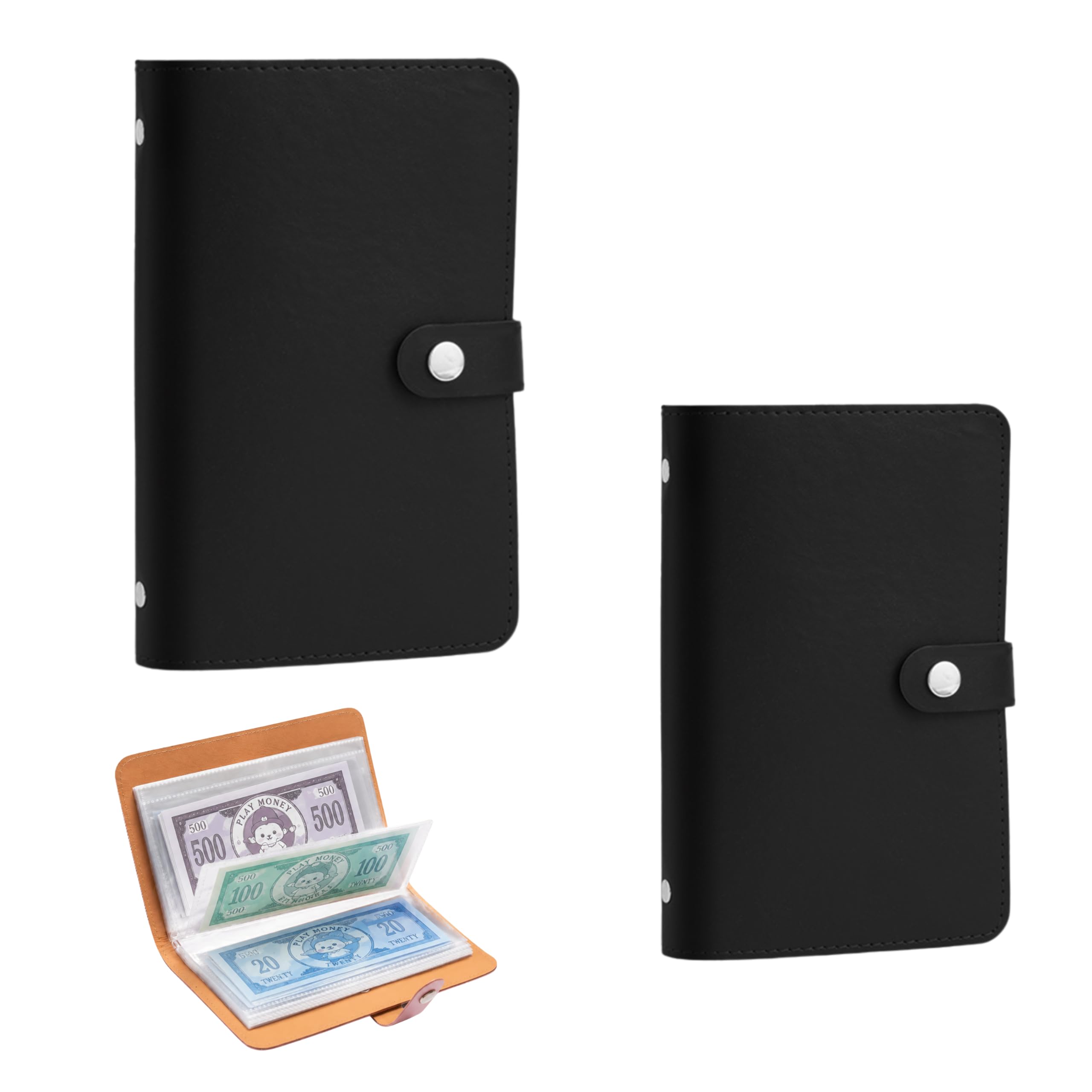 2Pack 100 Envelopes Money Saving Challenge Wallet,Black Budget Binder & Cash Saving Wallet,Savings Challenge Book Organiser Folder,for Home, Office and Couples Finance