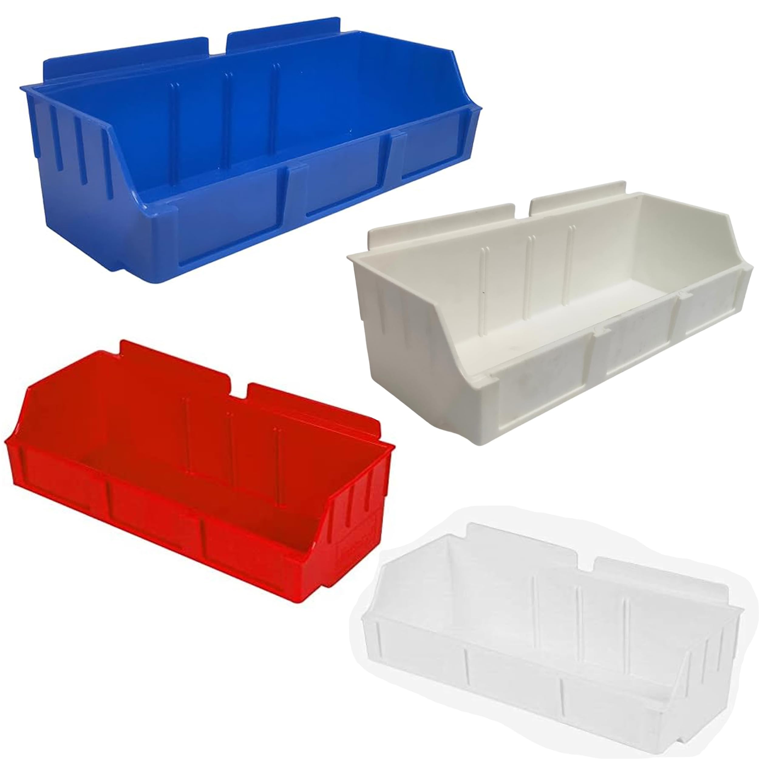 My ShopfittingsWIDE STORAGE BOX SLATBOX SHELFBOX SLATWALL DISPLAY BOXES, Utility Storage Boxes For SHOPS WAREHOSUE In 4 Colour SIZE 11.5(W) x 28(L) x 8.5(H) cm Wide Style (1 x Pcs, Red)