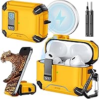 Vista 51 de Inesore Funda para AirPods Pro 3 (2025) con soporte para teléfono y kit de limpieza, compatible con MagSafe, cubierta de bloqueo automática