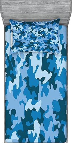 Miniatura 136 de Ambesonne Juego de sábanas bajeras y fundas de almohada de los años 90, patrón geométrico en estilo retro, formas redondas de triángulo de media