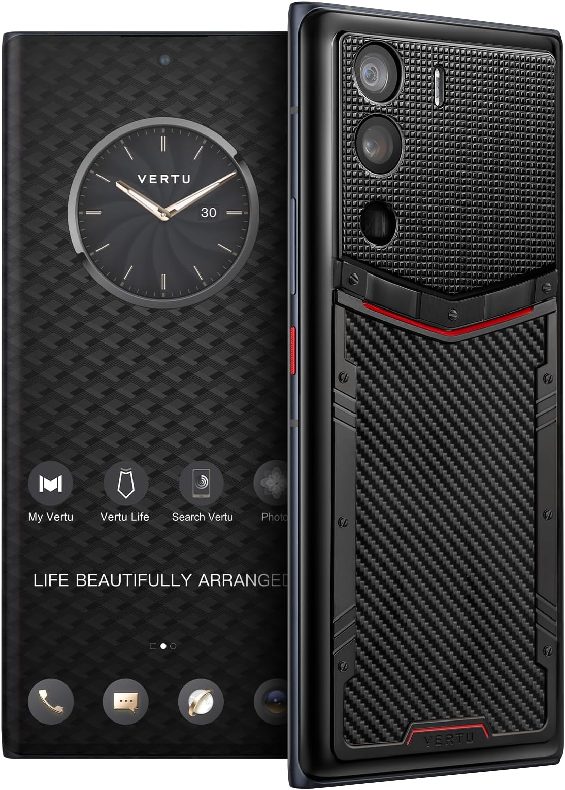 METAVERTU Web 3.0 Carbon Fiber 5G Phone, Unlocked Android Smartphone, Secure Encrypted, Double Systems, 64MP Camera, 144Hz AMOLED Curved Display, Dual SIM, Fast Charge (Paris Nails, 12G+512G)