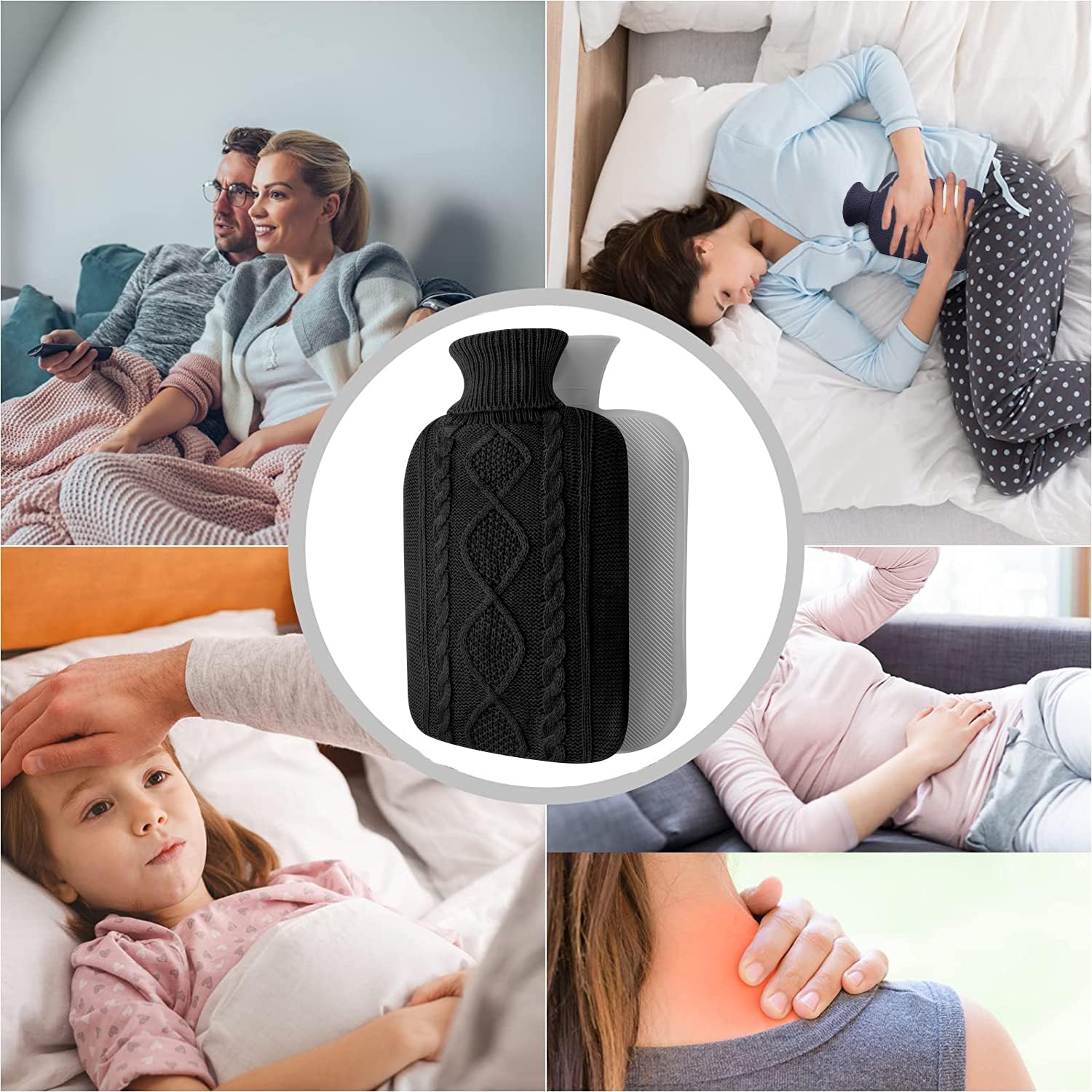 Premium Hot Water Bottle with Soft Cover - Pain Relief -6 Premium Hot Water Bottle with Soft Cover - Pain Relief -6