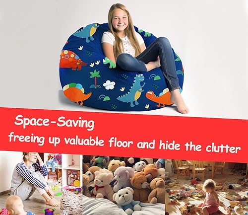 Miniatura 2 de Almacenamiento de animales de peluche, perros y gatos, camas perezosas, sofá grande de dinosaurio, ideas de decoración de habitación de niños