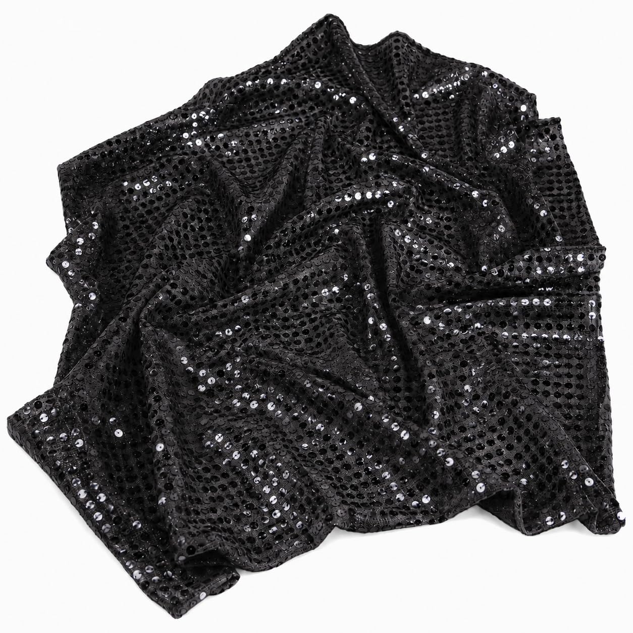 Bzojbmei 1.1M×1M Sparkling Blue Sequin Fabric Soft Breathable Glitter Fabric Iridescent Sequins Material for Women Bride DIY Crafters Wedding Party Banquet Decoration Dress Making (Black)