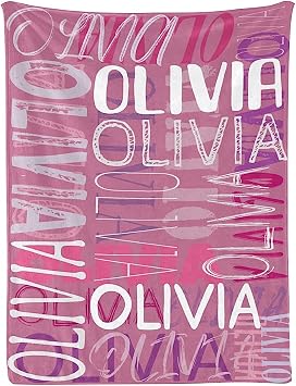 Custom Blanket with Name, Personalized Monogram Blankets with Contrast Color Design, Personalized Throw Blanket for Baby Girl Boy Gifts for Men Women Adult