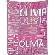 Custom Blanket with Name, Personalized Monogram Blankets with Contrast Color Design, Personalized Throw Blanket for Baby Girl Boy Gifts for Men Women Adult