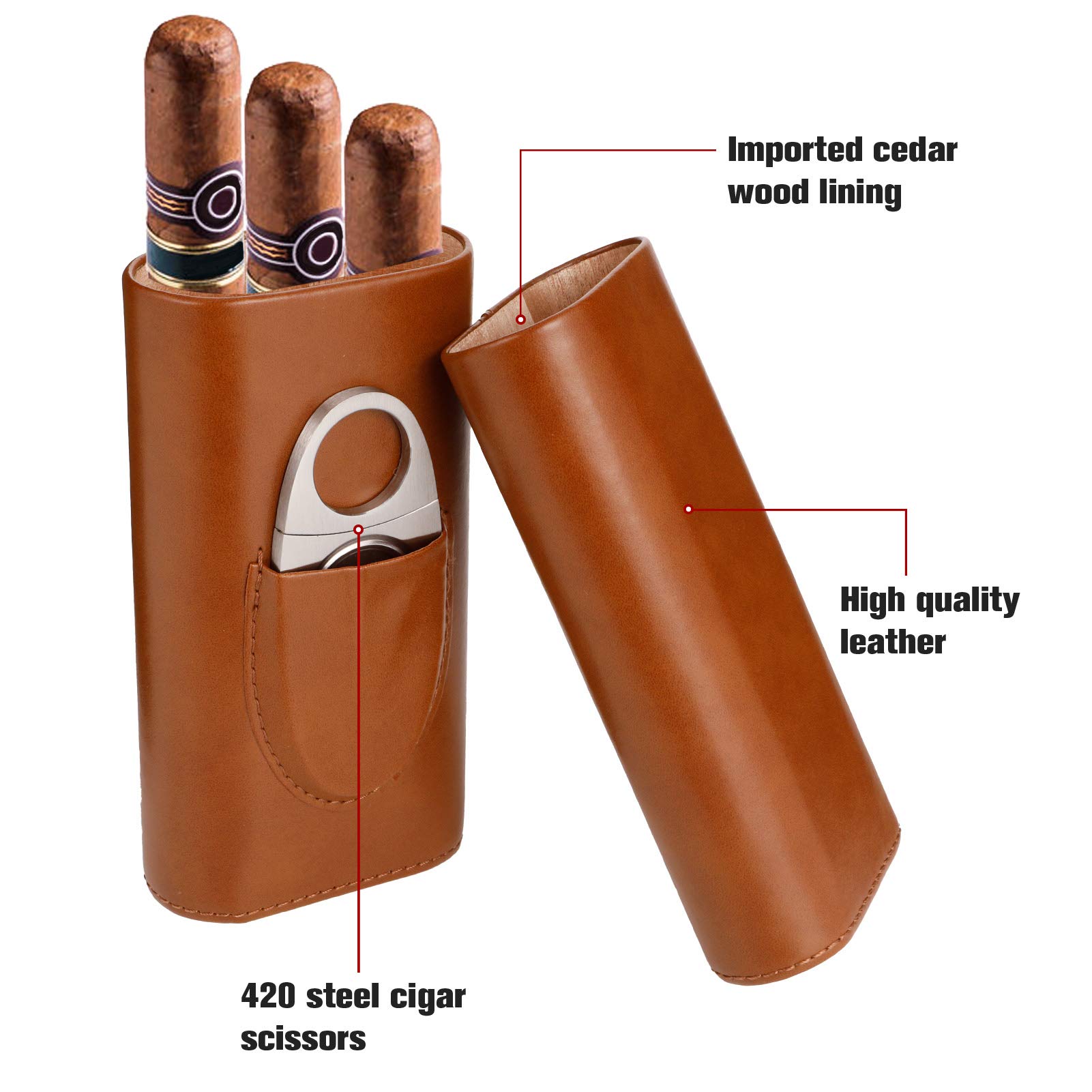 Spiper Cigar Stainless Steel Humidor Silver Travel Cigar Case Tube For 3 To 4 Cigars Great Gift For Lover