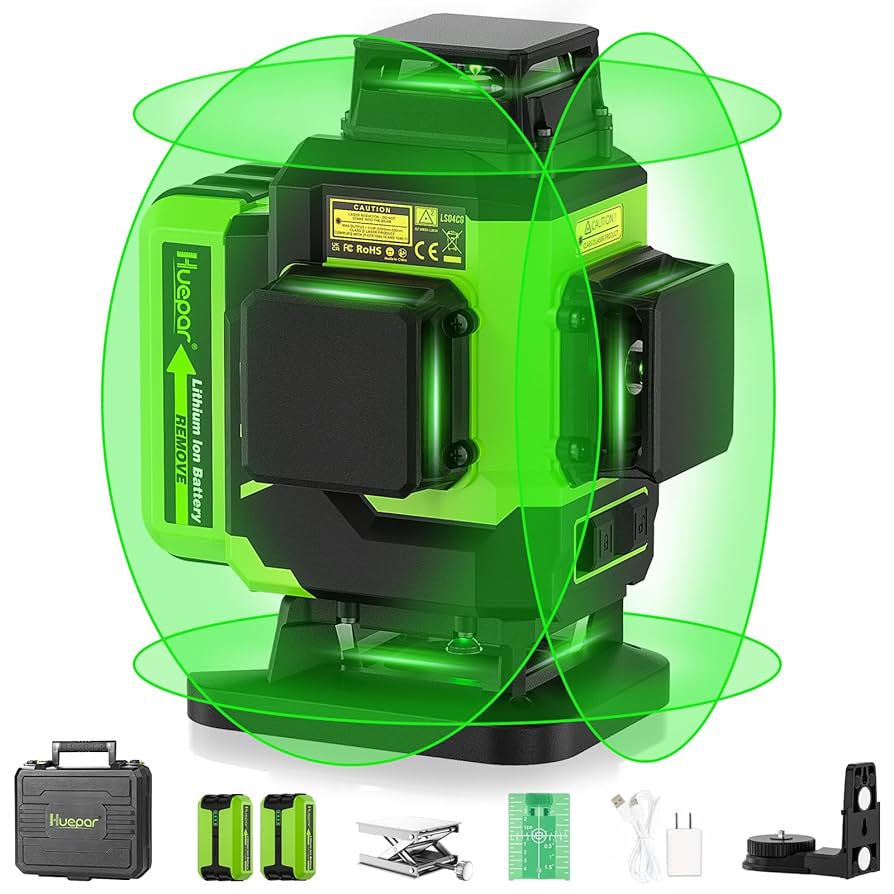 Huepar Laser Level, Self-leveling 16 Lines Green Beam 4D