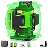 Laser Level, Self-leveling 16 Lines Green Beam 4D Cross Line Tiling Floor Laser Tool-2 x 360 Horizontal & 2 x 360 Vertical Laser Lines with Two Li-ion Batteries and Hard Carry Case-LS04CG
