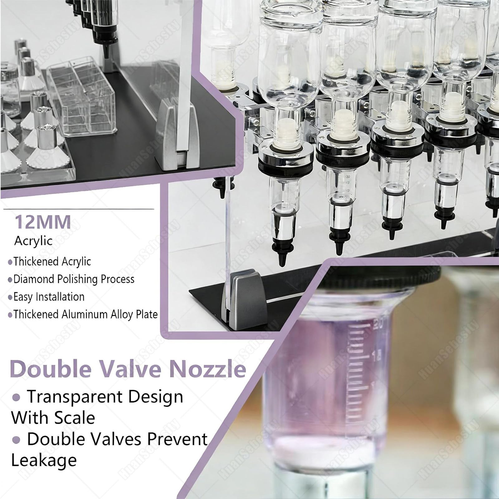 Distributore Manuale Profumo,Macchina Rifornimento del Profumo di 12/6/8 Bottiglie con Teste della Pompa,Tazze di Prova del Profumo,capacità di 200 Ml per Negozi E Bar 12heads