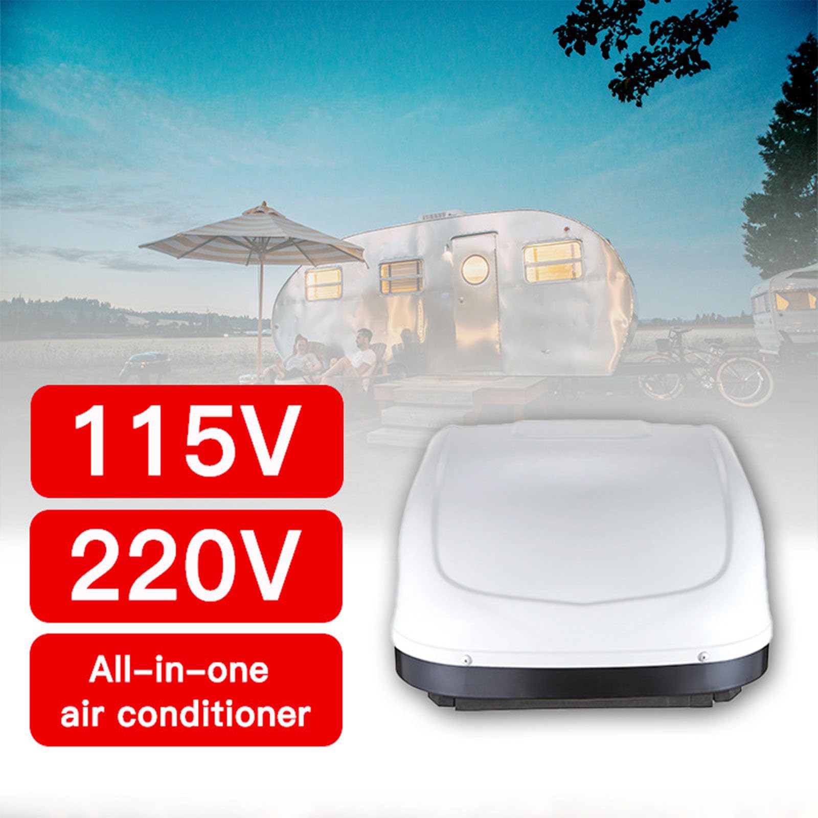 PRUJOY Climatizzatore da Tetto per Camper, condizionatore d'Aria Elettrico con Inverter per refrigerazione 110v / 220v, Telecomando, per vagone Ristorante da Campeggio per Camper (220v)