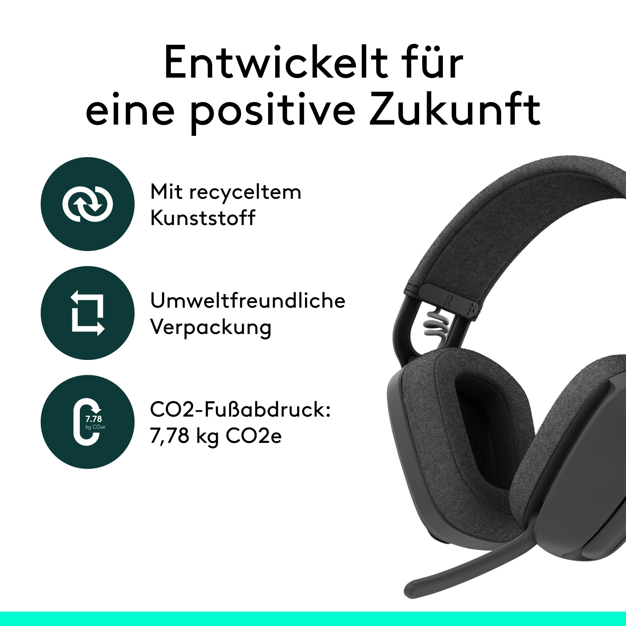 Logitech Zone Vibe Wireless Bluetooth-Kopfhörer mit Mikrofon mit Geräuschunterdrückung, Zertifizierung für Microsoft Teams über Natives Bluetooth, Mac/PC - Graphit