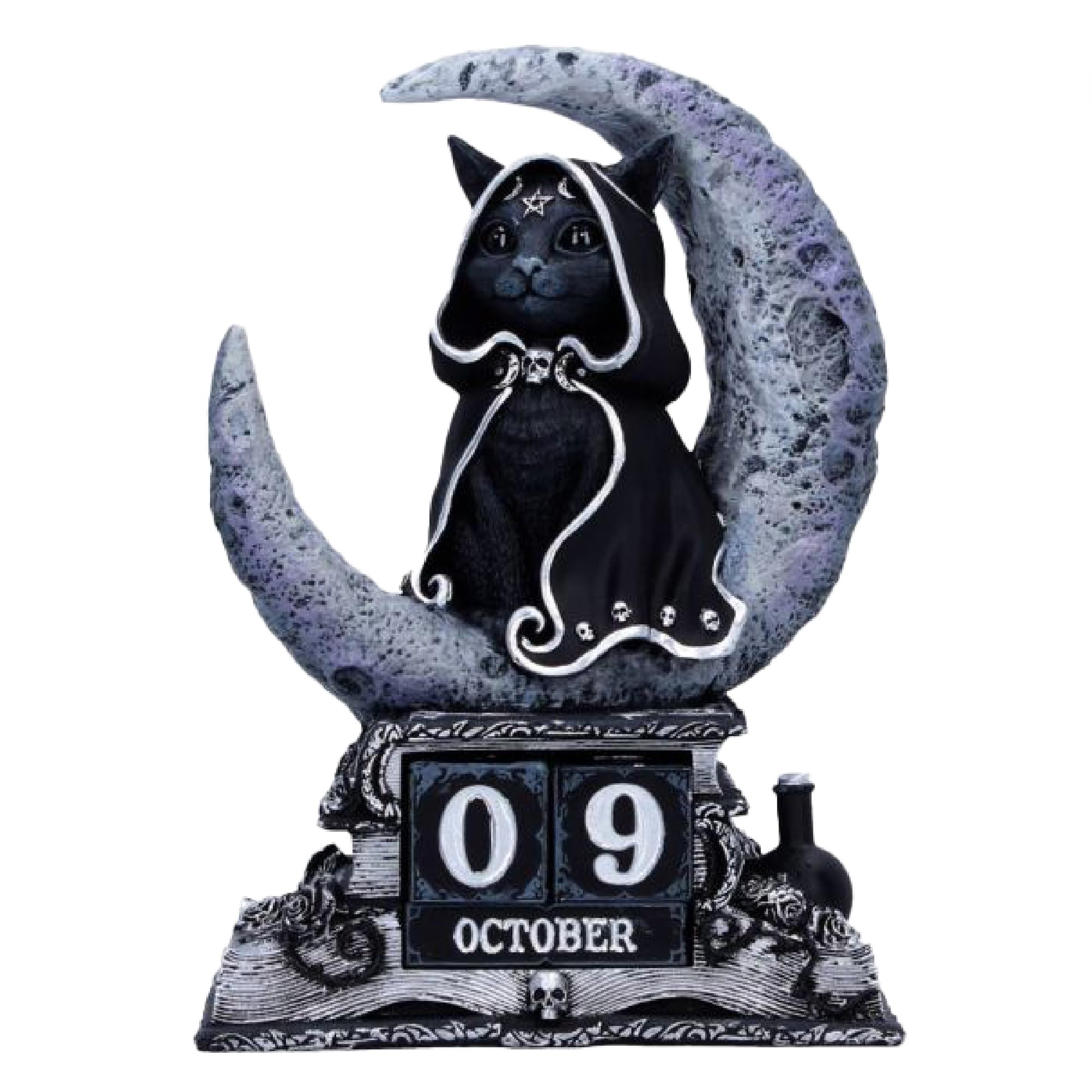 Nemesis Now Cult Cuties - Calendario perpetuo de Zefur, pintado a mano, de resina, con bloques de madera, 16 cm