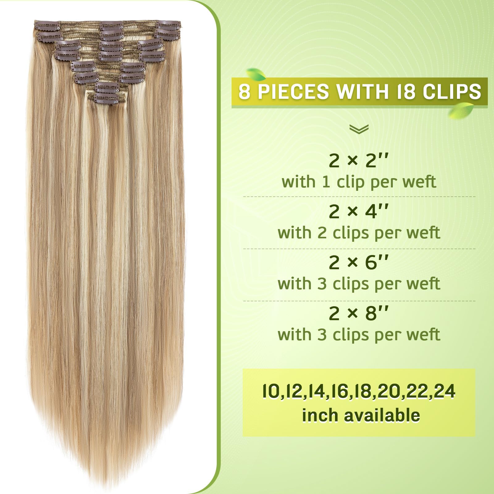 Remy Human Hair Clip-In Extensions 16 Inch 120g 7pc Double Weft Amazon.com : Double Weft 100% Remy Human Hair Extensions  main image 3