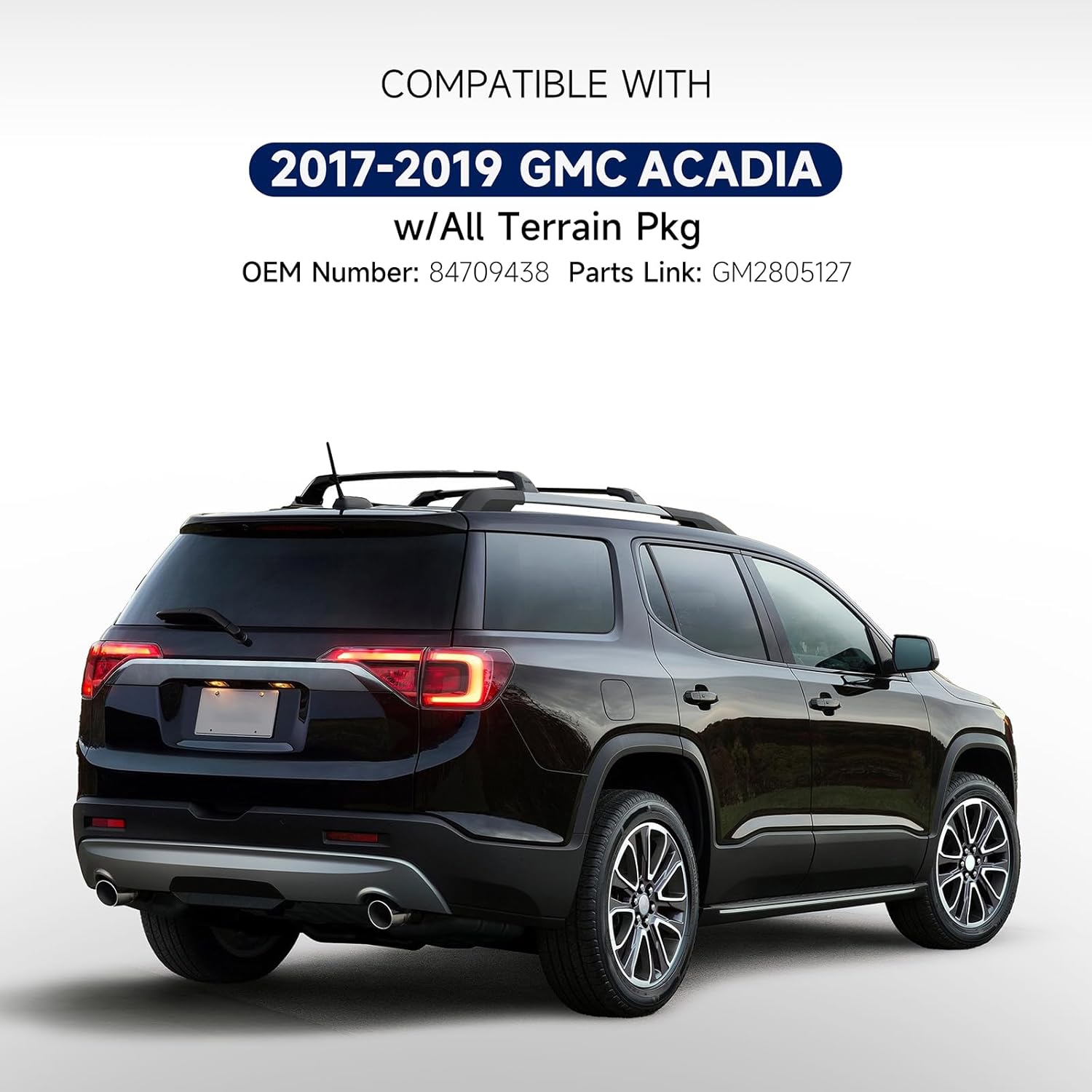 Tail Lights Compatible with 2017 2018 2019 GMC Acadia Black Housing W/All Terrain Pkg LED Taillights Right Passenger Side, OEM:GM2805127 84709438