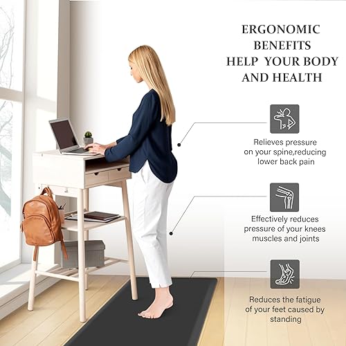 Miniatura 48 de HappyTrends Tapete de cocina [2 piezas] acolchado, cómodo, antifatiga, impermeable, antideslizante, tapete de espuma ergonómica gruesa y perfecta