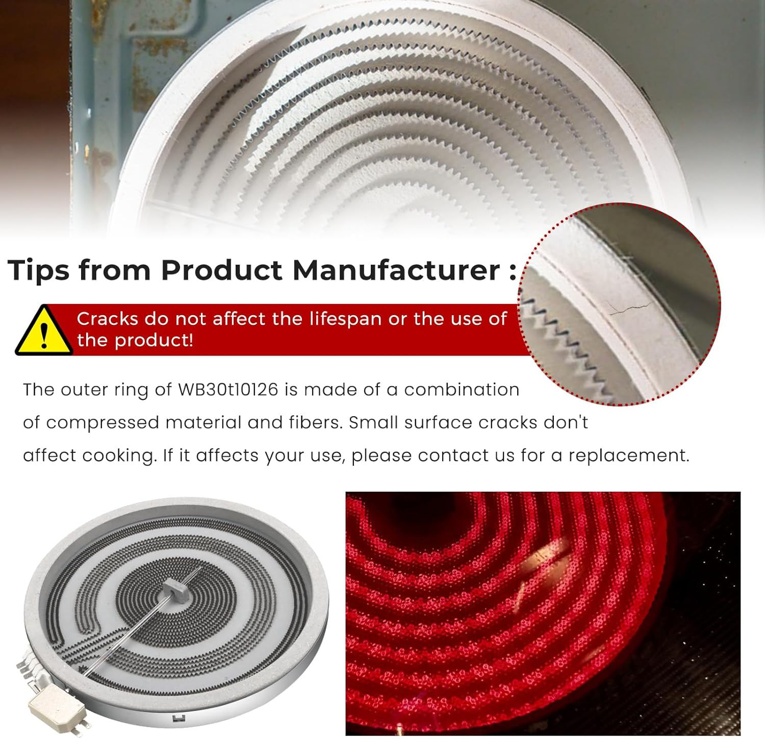 𝟮𝟬𝟮𝟲 𝙐𝙥𝙜𝙧𝙖𝙙𝙚𝙙 WB30T10126 12" Electric Range Triple Radiant Surface Element by Puxyblue Fit for G-E Electric Cooktop Replace for 1474212 AP4344521 PS2321560 EAP2321560 PP972TM2WW PS968DP1BB