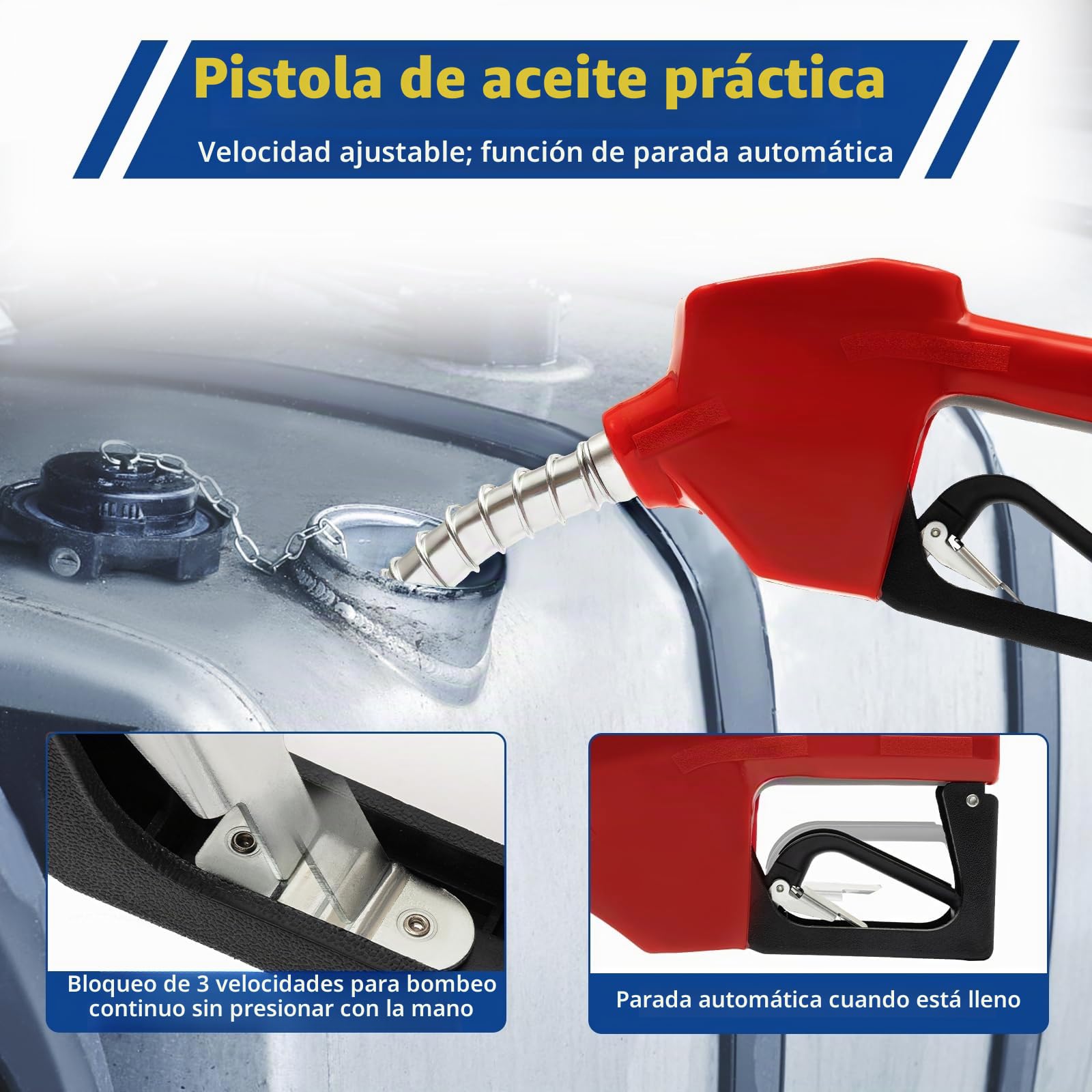 Bomba Gasoil, Bombas de Combustible para Coche, Bomba de gasóleo eléctrica de 230 V, Pistola automática para diésel, 50 l/min, Compatible con Aceite, diésel, biodiésel o Queroseno